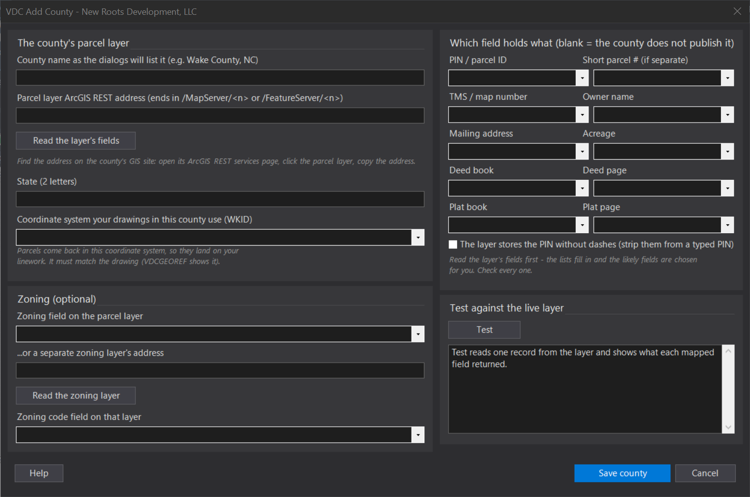 Adjoiner Labels dialog