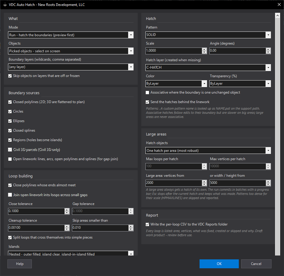 Auto Hatch dialog
