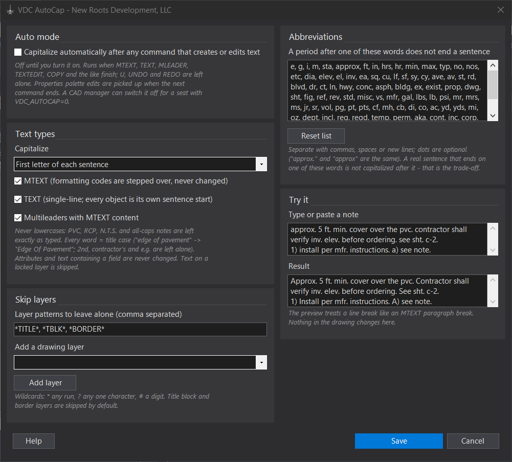 VDCCAPALL dialog