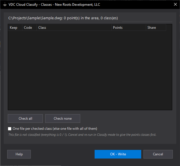 Cloud Classify (filter or classify a LAS / LAZ cloud) dialog