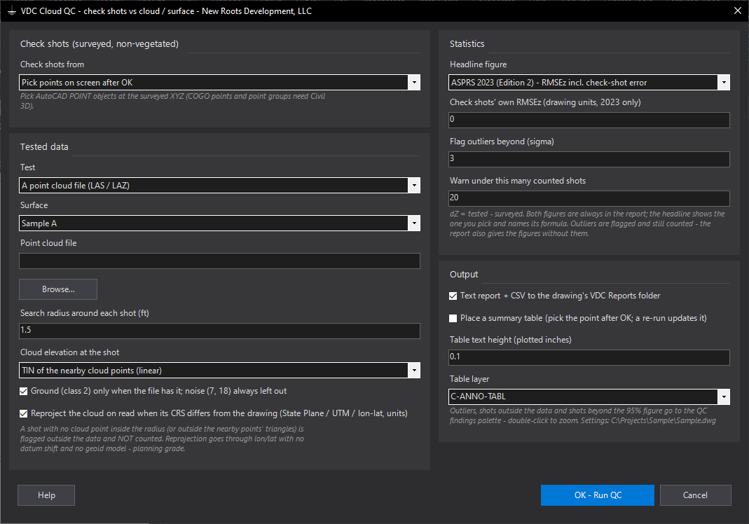 VDCCLOUDQC dialog