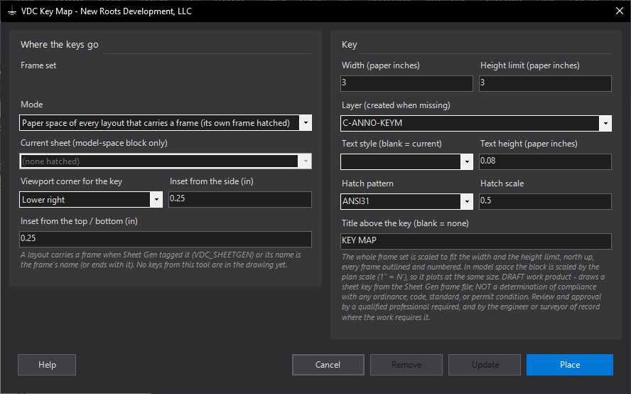 Key Map dialog