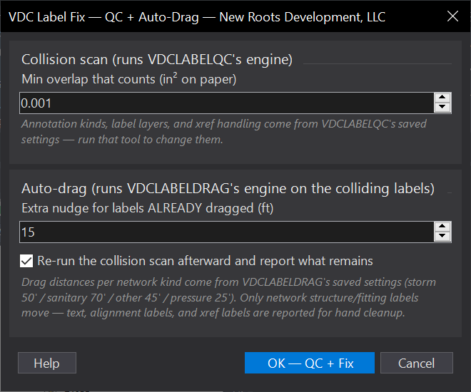 Label QC + Auto-Drag dialog
