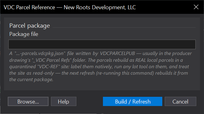 Reference Published Parcels dialog