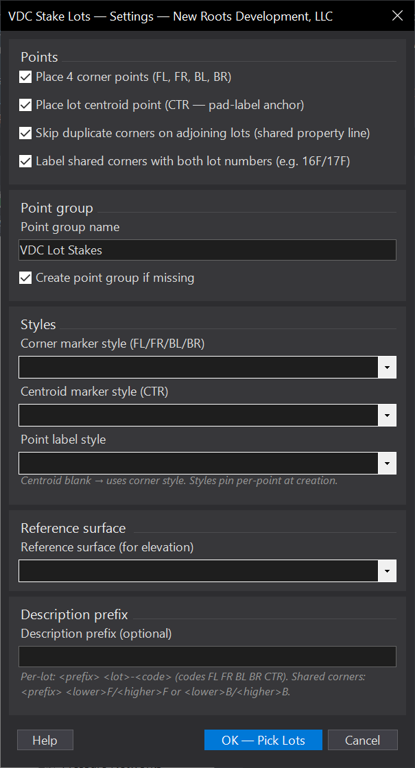 Stake Lots dialog