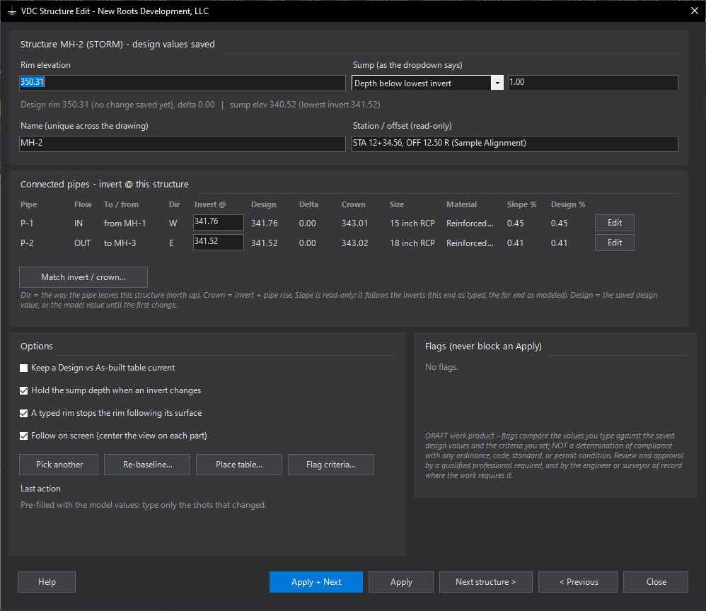 Structure Quick Edit dialog