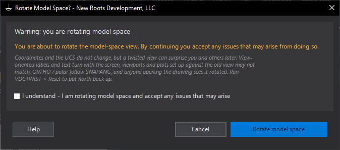 View Twist (rotate model space, UCS stays World) dialog